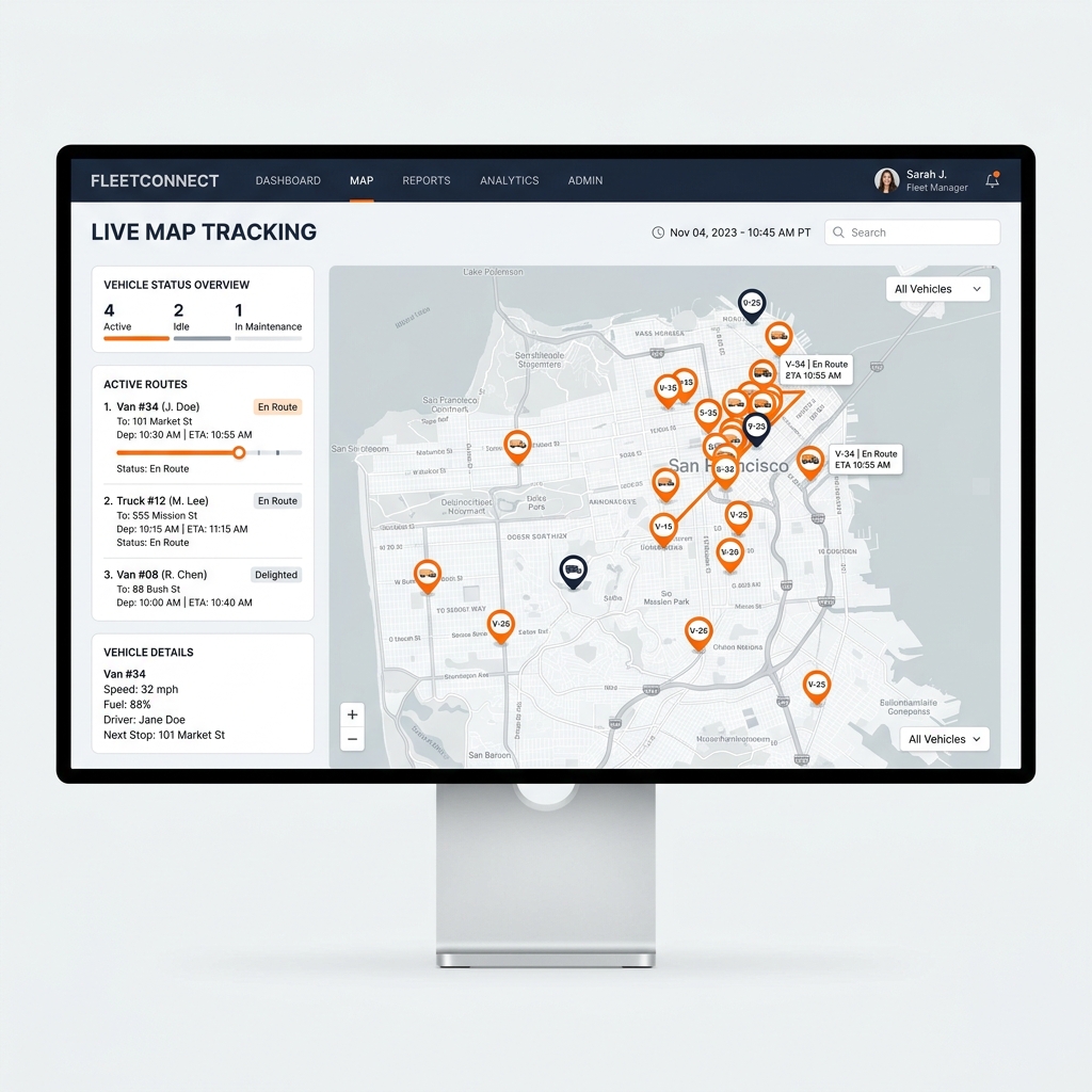 Transportation Management map dashboard